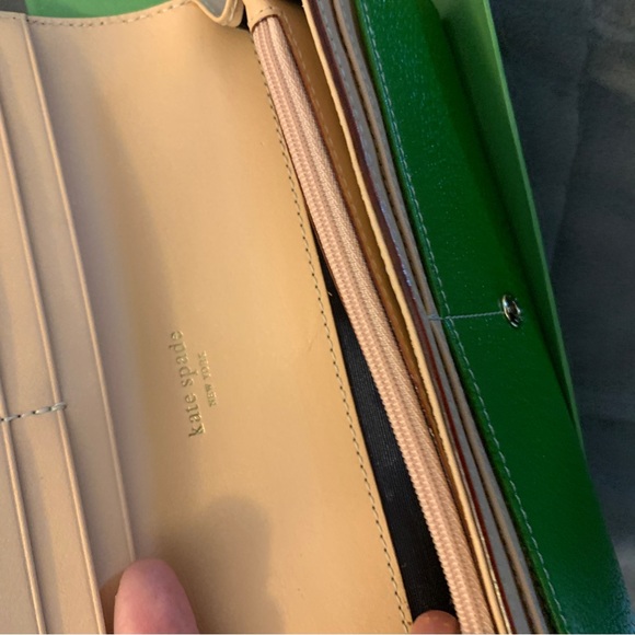 NIB Kate Spade Spring Green Leather Flap Wallet - Picture 5 of 8